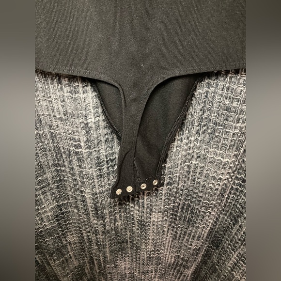 Express Black Stretch Knit Bodysuit with Logo Tag - Picture 7 of 10